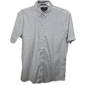 Guide London Mens Medium Premium Range Blue White Floral Button-Up Shirt